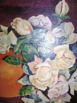 Foto: Proposta di vendita Dipinto a olio BOUQUET DE ROSES TOUT EN DELCATESSE - XX secolo