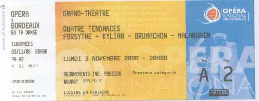 Foto: Proposta di vendita Biglietti di concerti QUATRE TENDANCES-DANSE CONTEMPORAINE - OPERA DE BORDEAUX