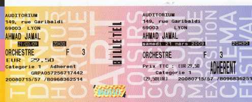Foto: Proposta di vendita Biglietti di concerti AHMAD JAMAL - LYON  A LAUDITORIUM