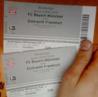 Foto: Proposta di vendita Biglietti di avvenimenti sportivi BAYERN MUNICH - EINTRACHT FRANKFURT - ALLIANZ ARENA
