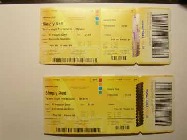 Foto: Proposta di vendita Biglietti di concerti CONCERTO SIMPLY RED, MILANO, 17/05/2009 - MILANO