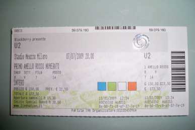 Foto: Proposta di vendita Biglietto da concerti CONCERTO U2 360° TOUR - STADIO SAN SIRO, MILANO