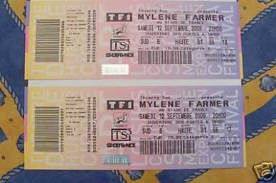 Foto: Proposta di vendita Biglietti di concerti CONCERT MYLENE FARMER 12/09/09 SDF - PARIS SDF