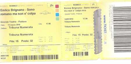 Foto: Proposta di vendita Biglietto da concerti ENRICO BRIGNANO - PADOVA