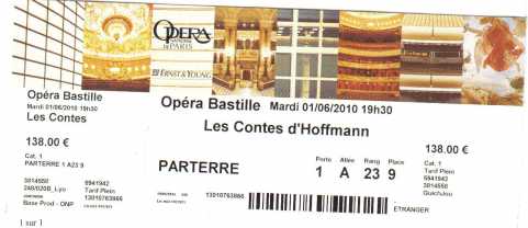 Foto: Proposta di vendita Biglietto da concerti LES CONTES D'HOFFMANN - PARIS, OPERA BASTILLE