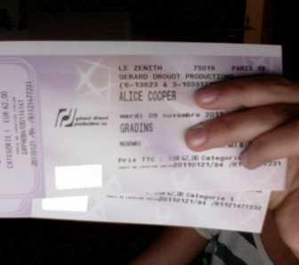 Foto: Proposta di vendita Biglietti di concerti CONCERT D'ALICE COOPER - ZENITH PARIS