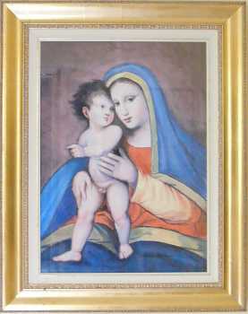 Foto: Proposta di vendita Acquerello - pittura a guazzo RIPR. MADONNA CON BAMBINO TECNICA PASTELLO - XIX secolo