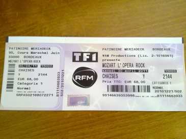 Foto: Proposta di vendita Biglietto da concerti CONCERT MOZART L'OPERA ROCK - BORDEAUX