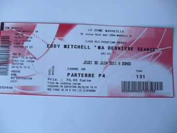 Foto: Proposta di vendita Biglietto da concerti EDDY MITCHELL AU DOME LE 30 JUIN 2011 - MARSEILLE