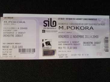 Foto: Proposta di vendita Biglietto da concerti CONCERT M.POKORA - SILO A MARSEILLE