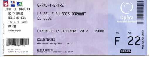 Foto: Proposta di vendita Biglietto da concerti LA BELLE AU BOIS DORMANT - OPERA DE BORDEAUX