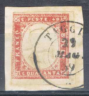 Foto: Proposta di vendita Francobollo timbrato 1859 SARDAIGNE: 40 C. NO: 16BB S/FR. (C. 425 <span title=