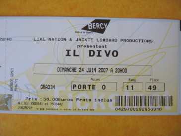 Foto: Proposta di vendita Biglietti di concerti IL DIVO 24 JUNE 2007 WORLD TOUR CONCERT - PARIS BERCY