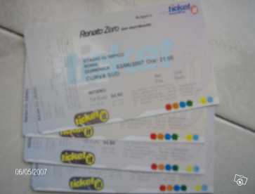 Foto: Proposta di vendita Biglietto da concerti RENATO ZERO 3 GIUGNO 2007 - ROMA STADIO OLIMPICO