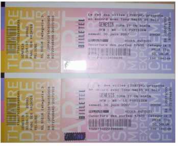 Foto: Proposta di vendita Biglietti di concerti GENESIS CONCERT 2 PLACE PELOUSE - PARC DES PRINCES
