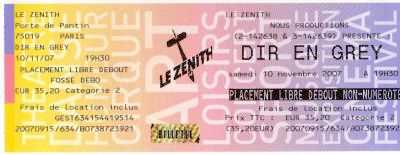 Foto: Proposta di vendita Biglietto da concerti DIR EN GREY - LE ZENITH DE PARIS