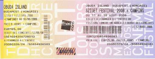 Foto: Proposta di vendita Biglietto da concerti SZIGET FESTIVAL - BUDAPEST (HONGRIE)