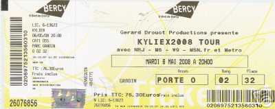 Foto: Proposta di vendita Biglietto da concerti KYLIEX2008 TOUR KYLIE MINOGUE - BERCY PARIS