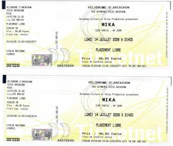 Foto: Proposta di vendita Biglietti di concerti MIKA - VELODROME D'ARCACHON